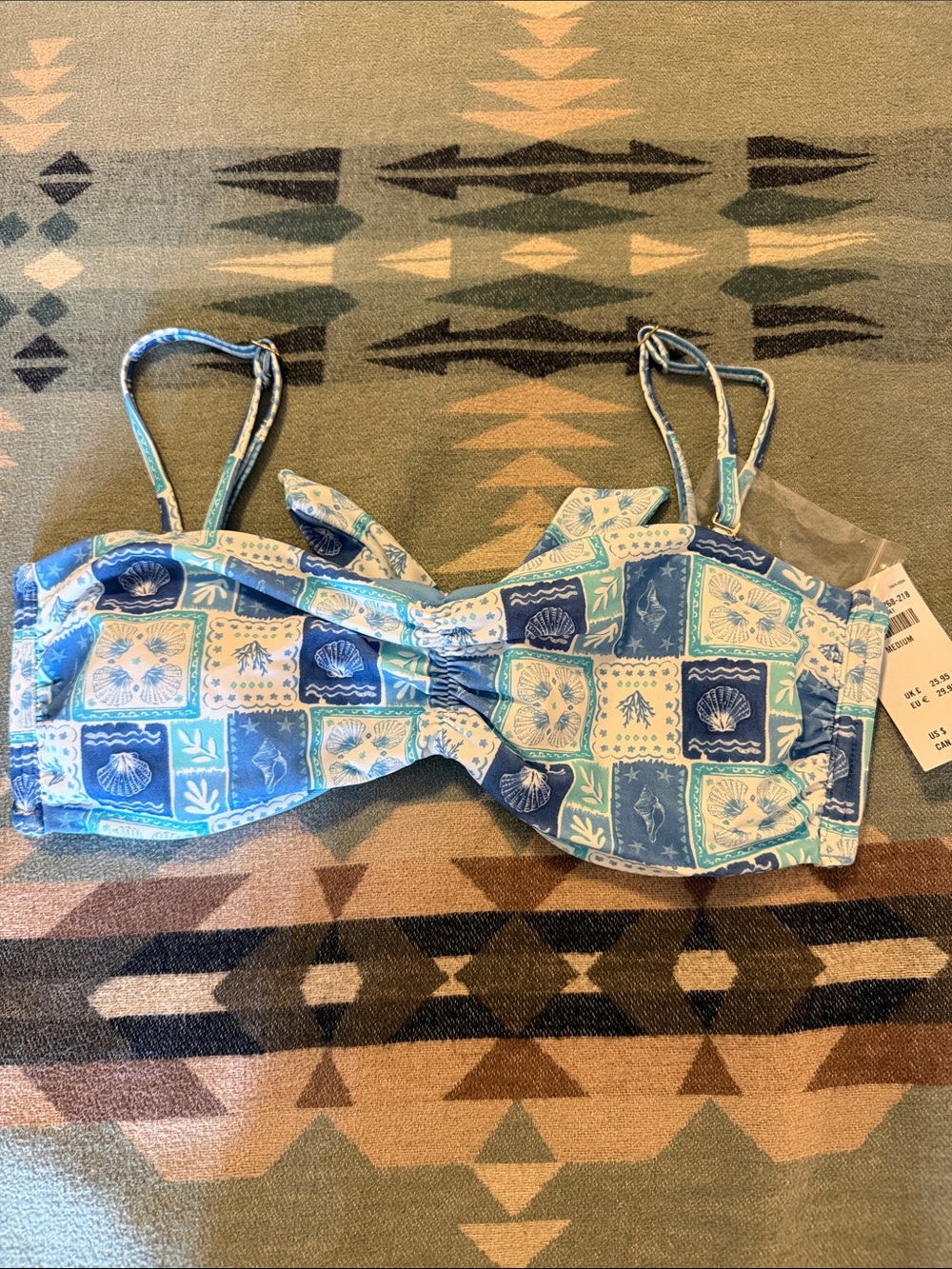 Hollister ! New with tag! Women's Blue Shell-Print Bandeau Bikini Top